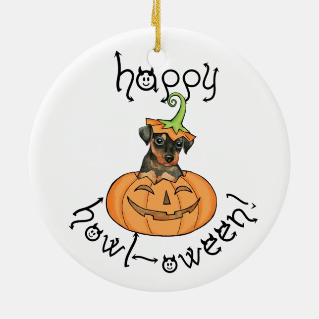 Halloween Min Pin Ceramic Ornament (Back)