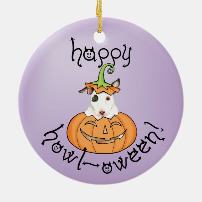 Halloween Mini Bull Terrier Ceramic Ornament (Back)