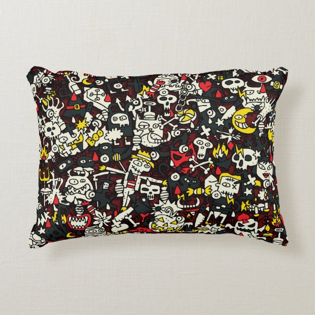 Halloween Mini Doodle Vintage Pattern Accent Pillow (Front)