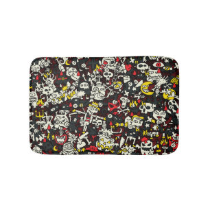 Halloween Mini Doodle Vintage Pattern Bath Mat