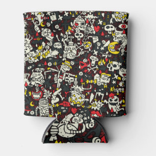 Halloween Mini Doodle Vintage Pattern Can Cooler