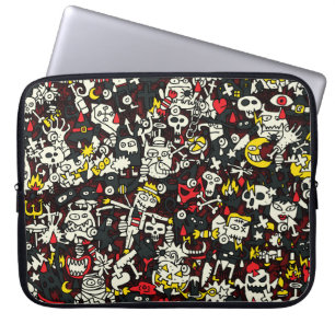 Halloween Mini Doodle Vintage Pattern Laptop Sleeve