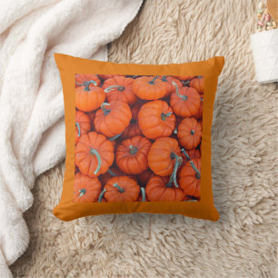 Halloween Mini Pumpkin Fall Autumn Pattern Photo Throw Pillow