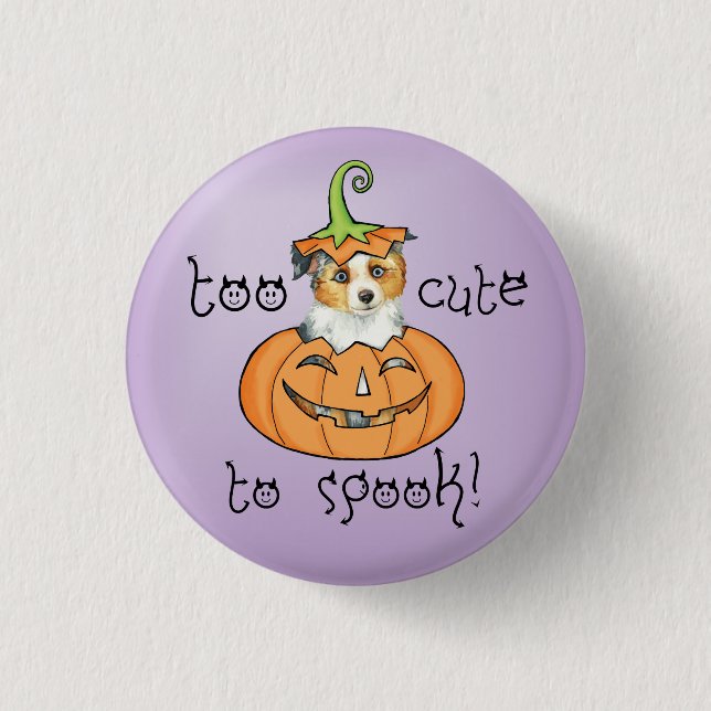 Halloween Miniature American Shepherd 1 Inch Round Button (Front)