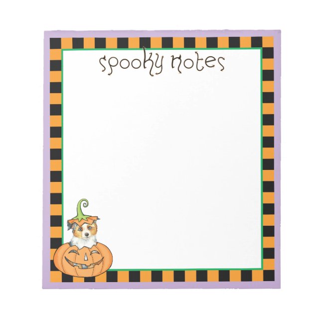 Halloween Miniature American Shepherd Notepad (Front)