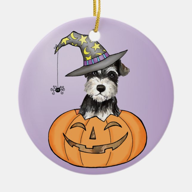 Halloween Miniature Schnauzer Ceramic Ornament (Front)