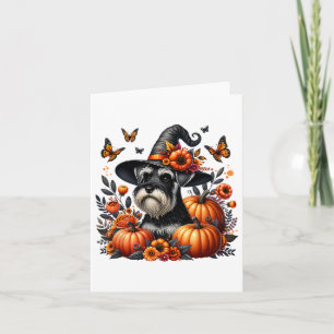 Halloween Miniature Schnauzer Dog Pumpkin Autumn F Card
