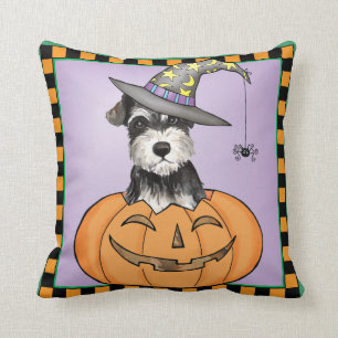 Halloween Miniature Schnauzer Throw Pillow