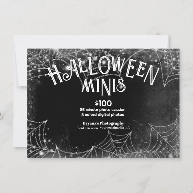 Halloween Minis Spiderwebs Photography Pictures Invitation (Front)