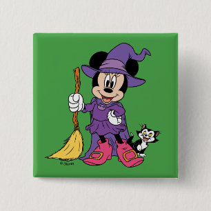 Halloween Minnie Dressed as Cute Witch 2 Inch Square Button