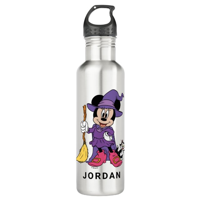 Halloween Minnie Dressed as Cute Witch 710 Ml Water Bottle (Front)