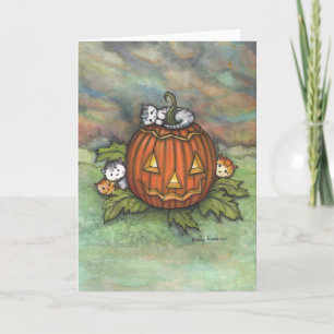 Halloween Mischief Kittens and Jack-o-Lantern Card