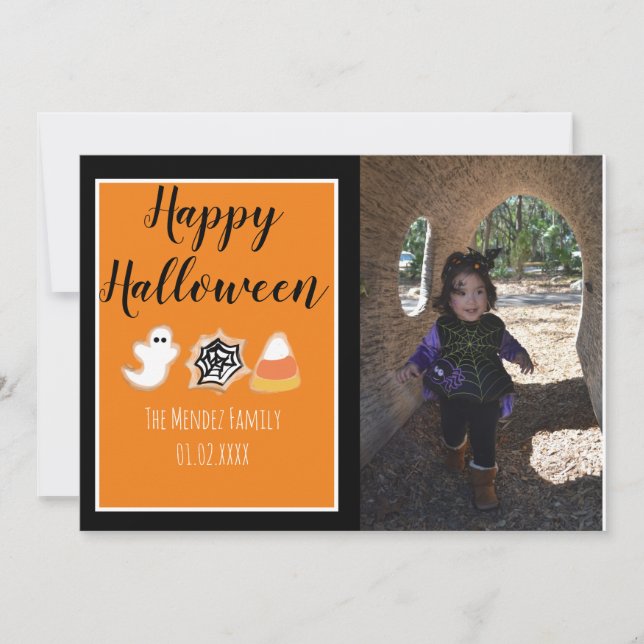 Halloween Modern Baked Cookies Photo Card (Front)