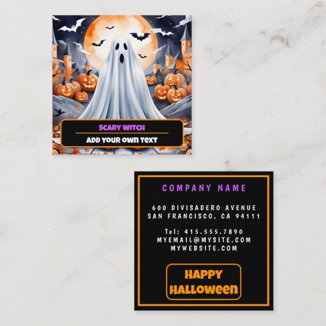 Halloween Modern Pumpkin Autumn Collection Square Business Card (Front/Back)
