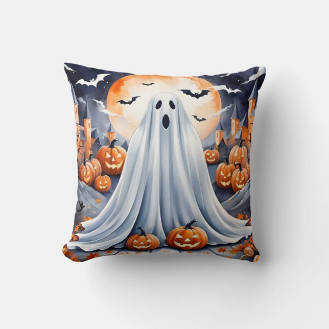 Halloween Modern Pumpkin Autumn Collection Throw Pillow (Front)