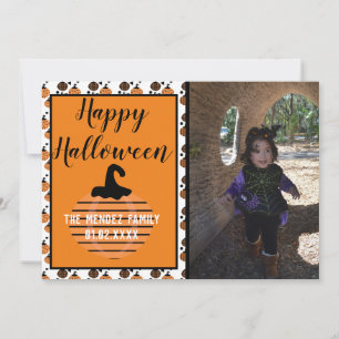 Halloween Modern Pumpkin Pattern Photo Card
