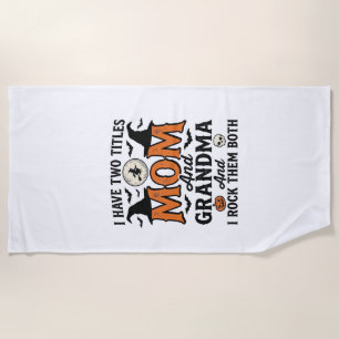 Halloween Mom Grandma Vintage Witch Shirt Design_1 Beach Towel