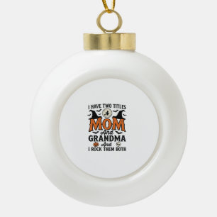 Halloween Mom Grandma Vintage Witch Shirt Design_1 Ceramic Ball Christmas Ornament