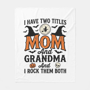 Halloween Mom Grandma Vintage Witch Shirt Design_1 Fleece Blanket