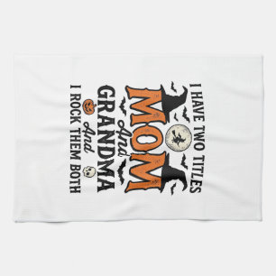 Halloween Mom Grandma Vintage Witch Shirt Design_1 Kitchen Towel