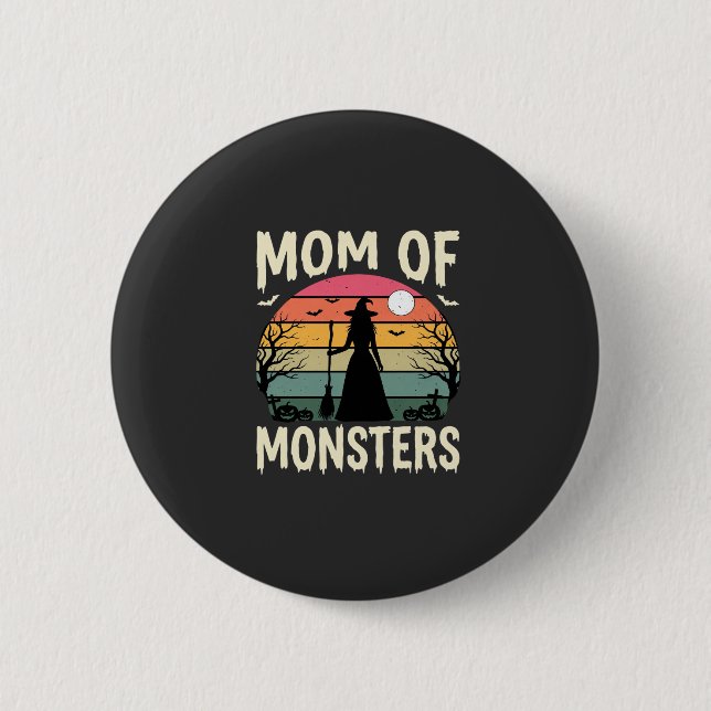 Halloween Mom Of Monsters Witch Sunset 2 Inch Round Button (Front)