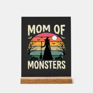 Halloween Mom Of Monsters Witch Sunset Acrylic Sign