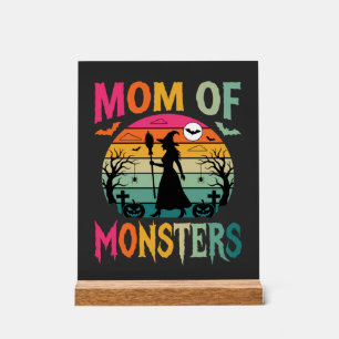 Halloween Mom of Monsters Witch Sunset Acrylic Sign