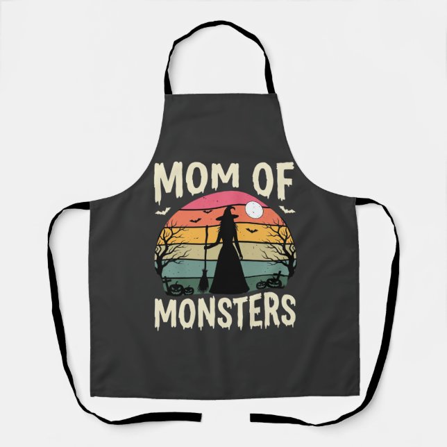 Halloween Mom Of Monsters Witch Sunset Apron (Front)