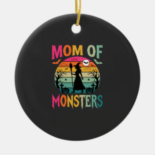 Halloween Mom of Monsters Witch Sunset Ceramic Ornament