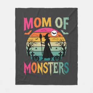 Halloween Mom of Monsters Witch Sunset Fleece Blanket