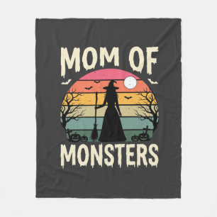 Halloween Mom Of Monsters Witch Sunset Fleece Blanket