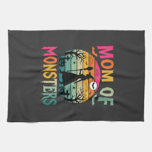 Halloween Mom of Monsters Witch Sunset Kitchen Towel