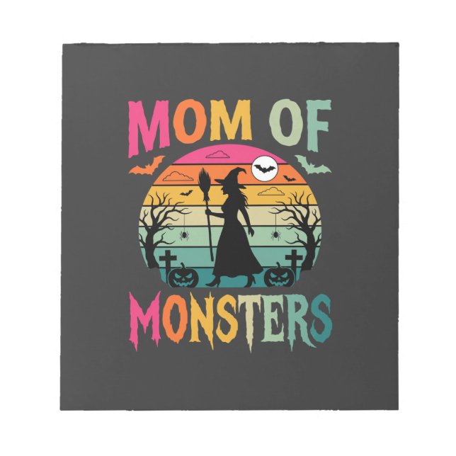 Halloween Mom of Monsters Witch Sunset Notepad (Front)