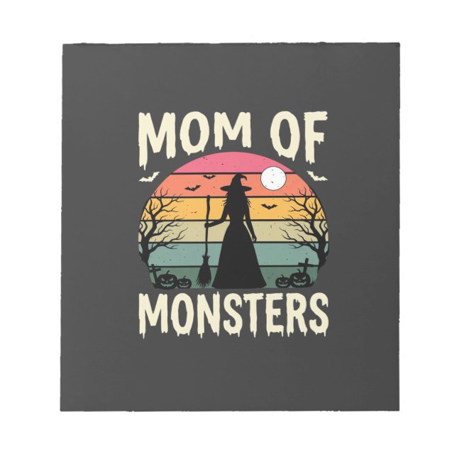 Halloween Mom Of Monsters Witch Sunset Notepad (Front)