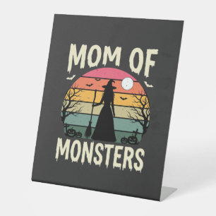 Halloween Mom Of Monsters Witch Sunset Pedestal Sign
