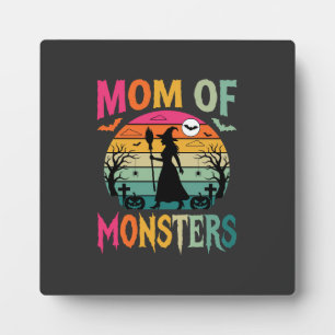 Halloween Mom of Monsters Witch Sunset Plaque