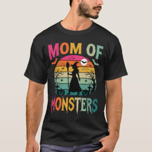 Halloween Mom of Monsters Witch Sunset T-Shirt