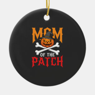 Halloween Mom of the Patch Pumpkin Witch Ceramic Ornament