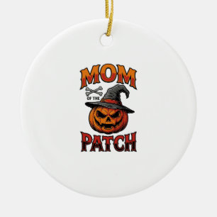 Halloween Mom Shirt Pumpkin Bones Vintage Art_1 Ceramic Ornament