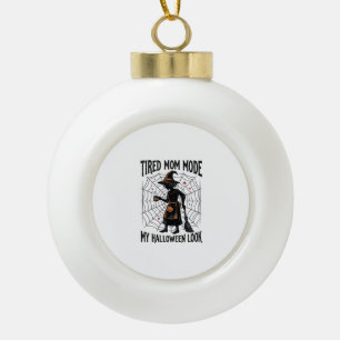 Halloween Mom Shirt Tired Costume Vintage Graphic_ Ceramic Ball Christmas Ornament