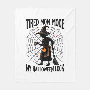 Halloween Mom Shirt Tired Costume Vintage Graphic_ Fleece Blanket