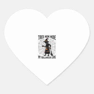 Halloween Mom Shirt Tired Costume Vintage Graphic_ Heart Sticker