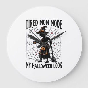 Halloween Mom Shirt Tired Costume Vintage Graphic_ Large Clock