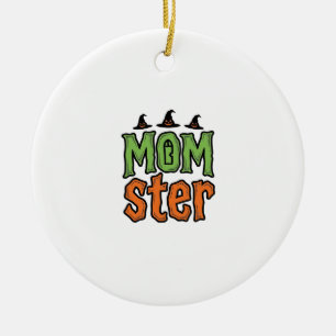 Halloween Momster Vintage Mom Shirt Design_1 Ceramic Ornament