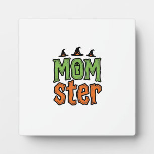 Halloween Momster Vintage Mom Shirt Design_1 Plaque