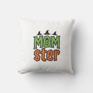 Halloween Momster Vintage Mom Shirt Design_1 Throw Pillow