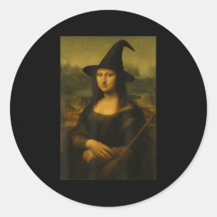 Halloween Mona Lisa Witch Classic Round Sticker