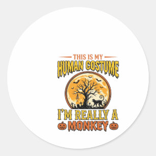 Halloween Monkey Costume Vintage Shirt Design_1 Classic Round Sticker