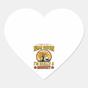 Halloween Monkey Costume Vintage Shirt Design_1 Heart Sticker