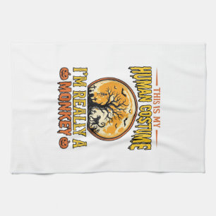 Halloween Monkey Costume Vintage Shirt Design_1 Kitchen Towel
